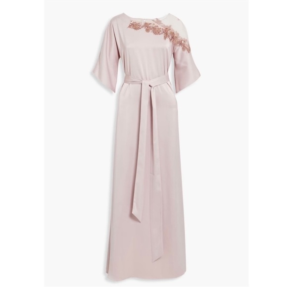 Marchesa Notte Embellished tulle-paneled silk-satin gown in pink blush NWT - Picture 2 of 12